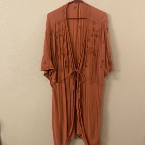 Orange embroidered kimono